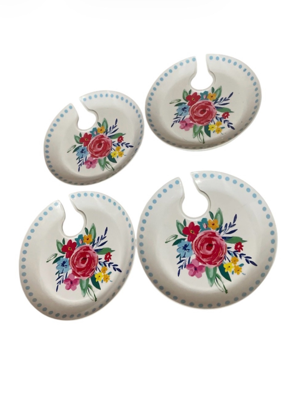 The Pioneer Woman Floral Mingling Plates - White with Pink, Blue, Green
